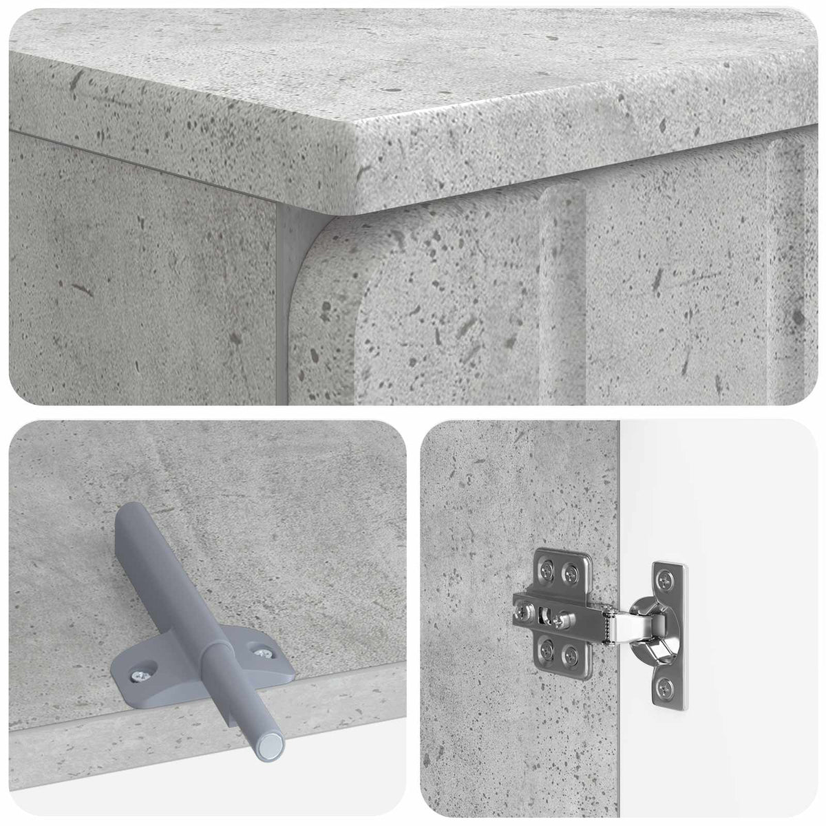 vidaXL 3 Piece Bathroom Cabinet Set ZWOLLE Concrete Grey