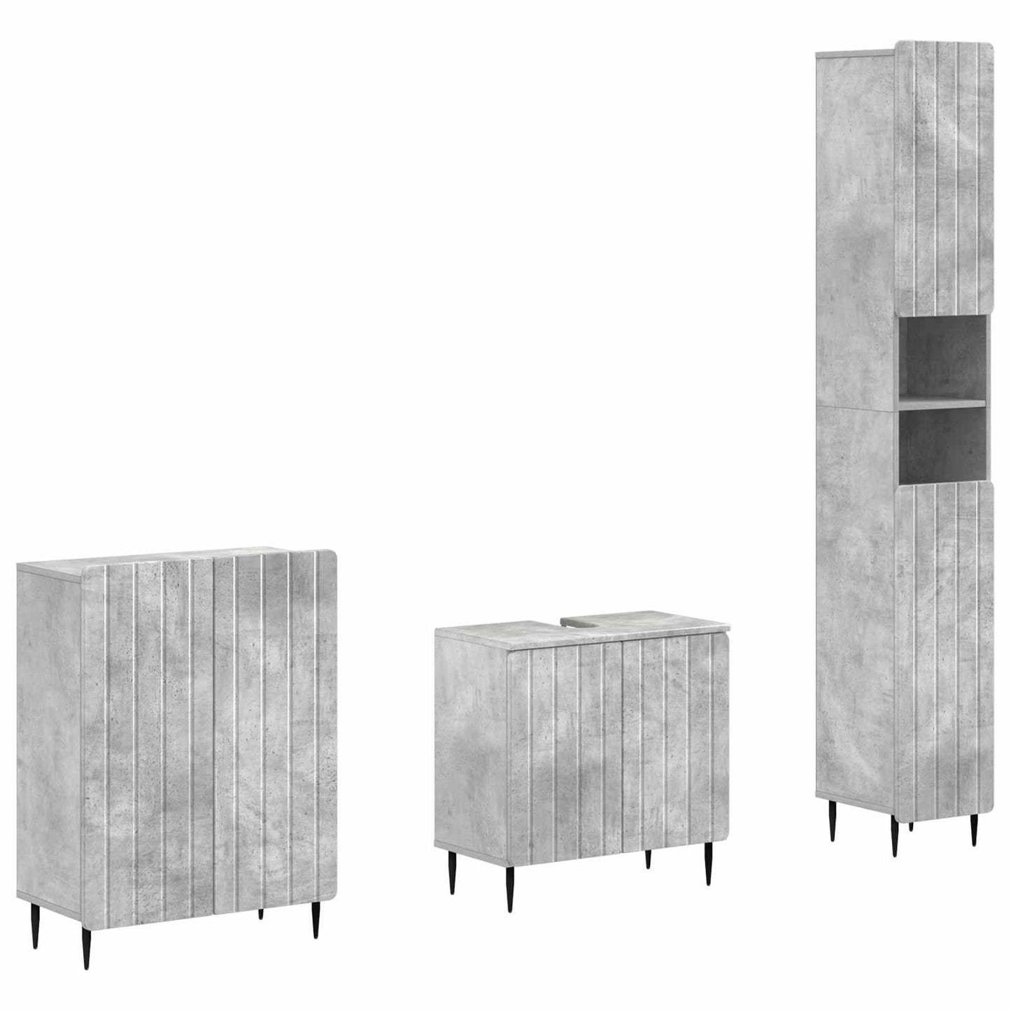 vidaXL 3 Piece Bathroom Cabinet Set ZWOLLE Concrete Grey