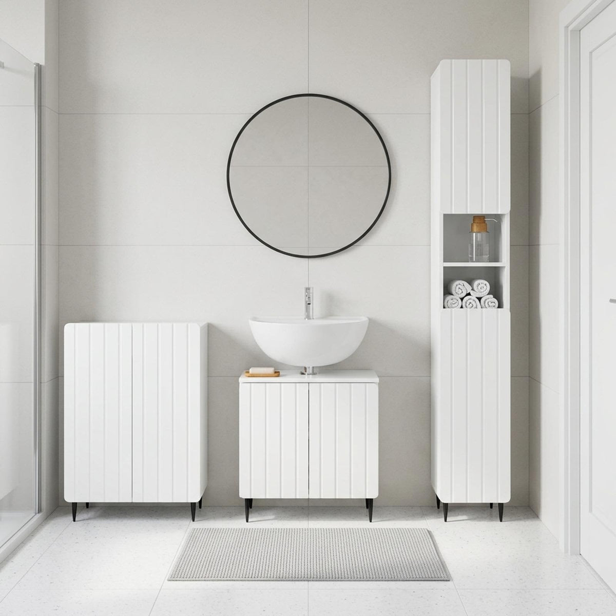 vidaXL 3 Piece Bathroom Cabinet Set ZWOLLE High Gloss White
