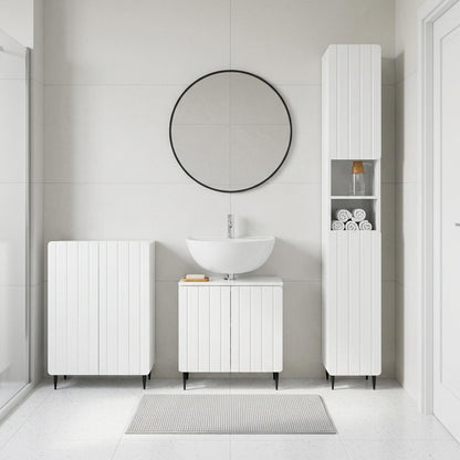 vidaXL 3 Piece Bathroom Cabinet Set ZWOLLE High Gloss White