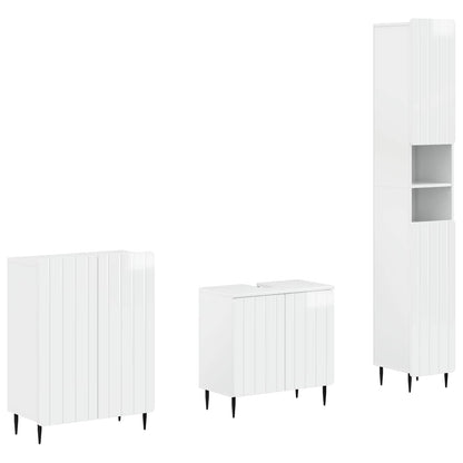 vidaXL 3 Piece Bathroom Cabinet Set ZWOLLE High Gloss White