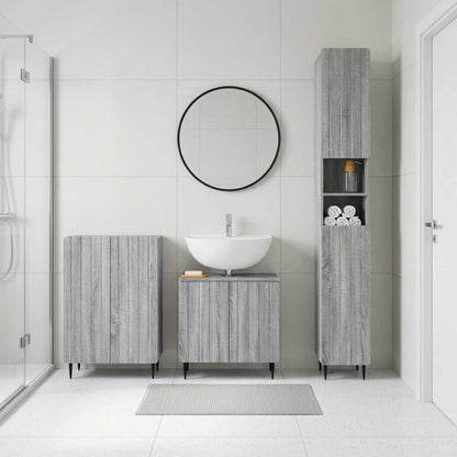 vidaXL 3 Piece Bathroom Cabinet Set ZWOLLE Grey Sonoma Engineered Wood