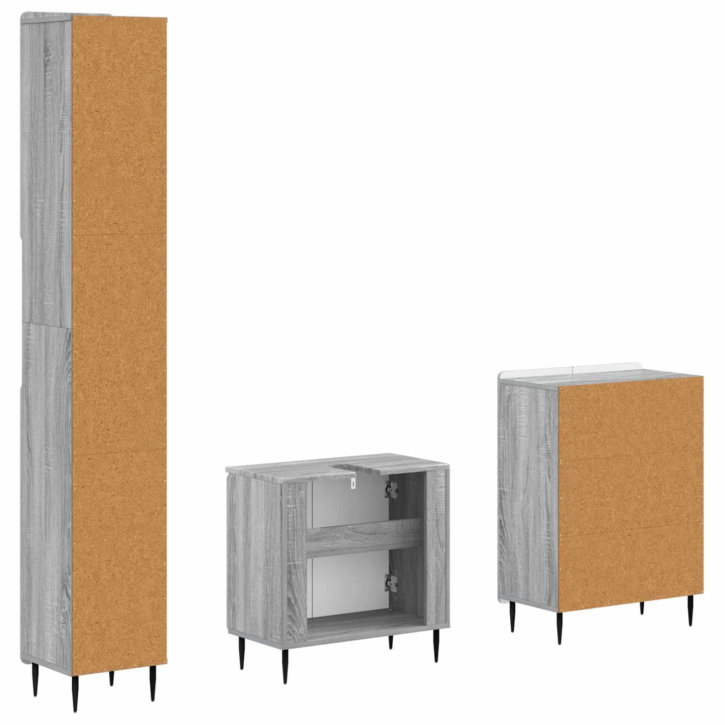 vidaXL 3 Piece Bathroom Cabinet Set ZWOLLE Grey Sonoma Engineered Wood
