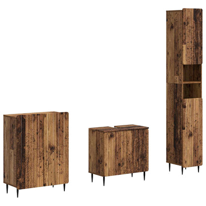 vidaXL 3 Piece Bathroom Cabinet Set ZWOLLE Old Wood Engineered Wood