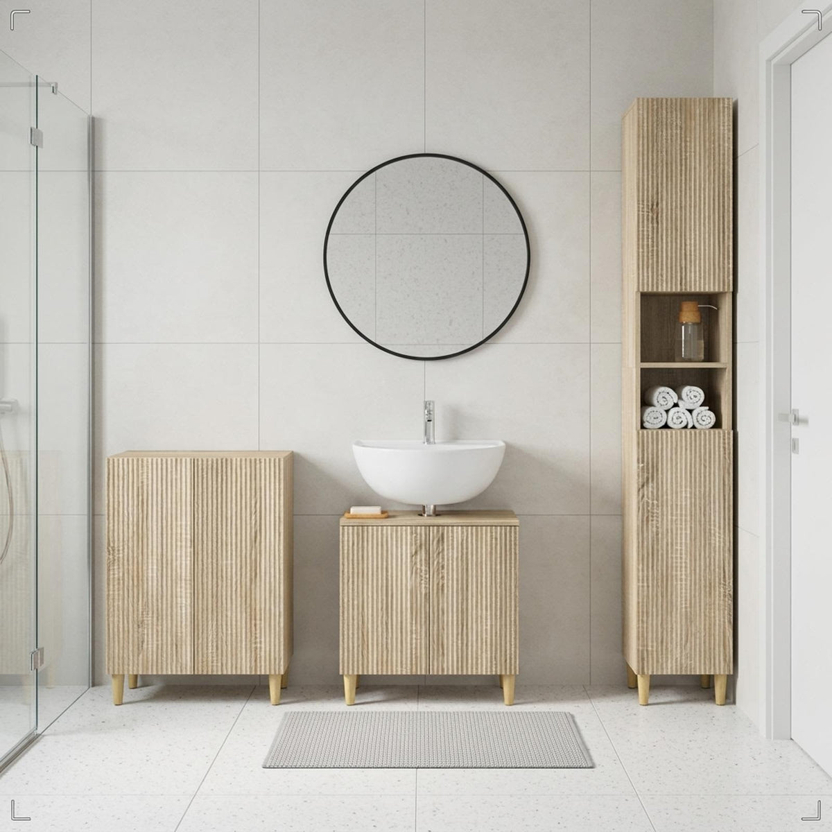 vidaXL 3 Piece Bathroom Cabinet Set ARNHEM Sonoma Oak Engineered Wood