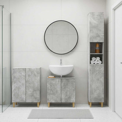 vidaXL 3 Piece Bathroom Cabinet Set ARNHEM Concrete Grey