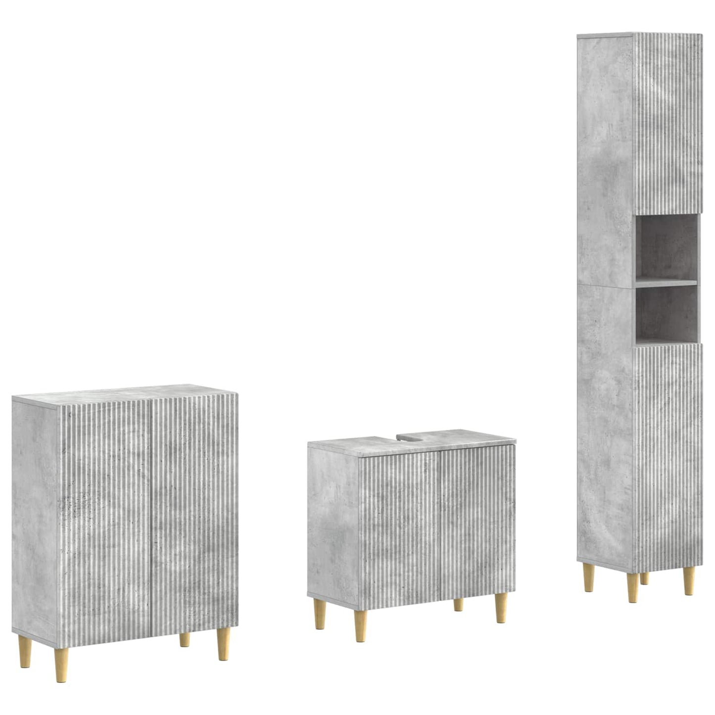 vidaXL 3 Piece Bathroom Cabinet Set ARNHEM Concrete Grey