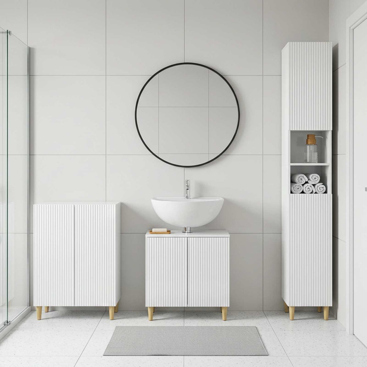 vidaXL 3 Piece Bathroom Cabinet Set ARNHEM High Gloss White