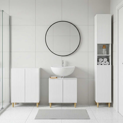 vidaXL 3 Piece Bathroom Cabinet Set ARNHEM High Gloss White