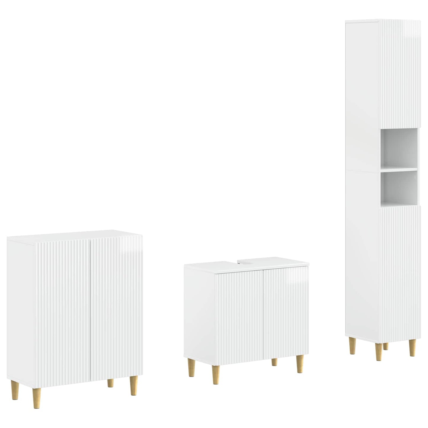 vidaXL 3 Piece Bathroom Cabinet Set ARNHEM High Gloss White