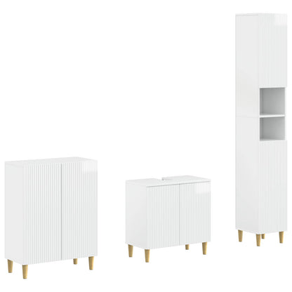 vidaXL 3 Piece Bathroom Cabinet Set ARNHEM High Gloss White