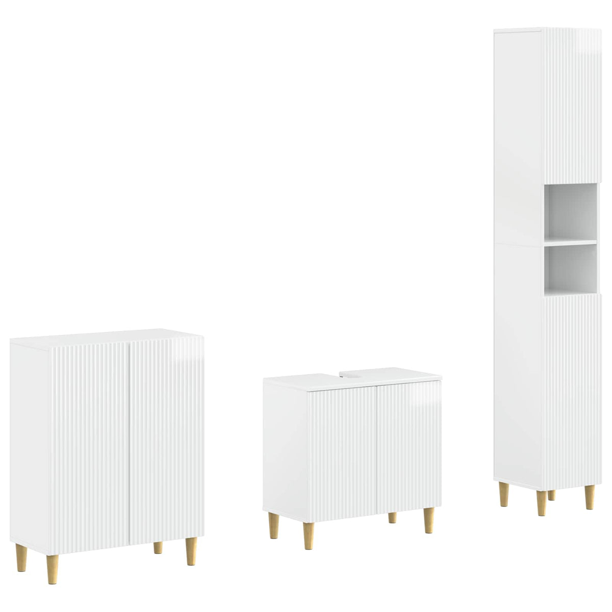 vidaXL 3 Piece Bathroom Cabinet Set ARNHEM High Gloss White