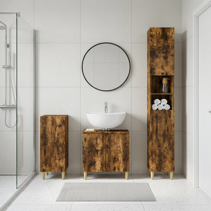 vidaXL 3 Piece Bathroom Cabinet Set ARNHEM Smoked Oak Engineered Wood