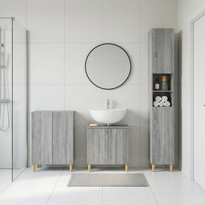 vidaXL 3 Piece Bathroom Cabinet Set ARNHEM Grey Sonoma Engineered Wood