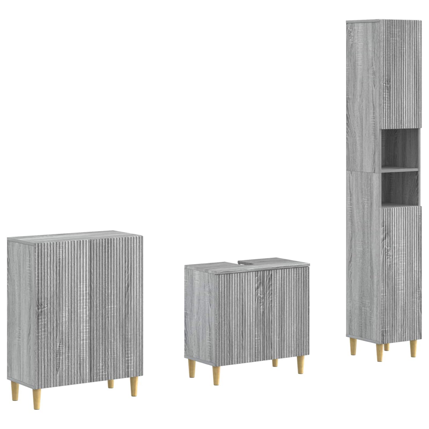 vidaXL 3 Piece Bathroom Cabinet Set ARNHEM Grey Sonoma Engineered Wood