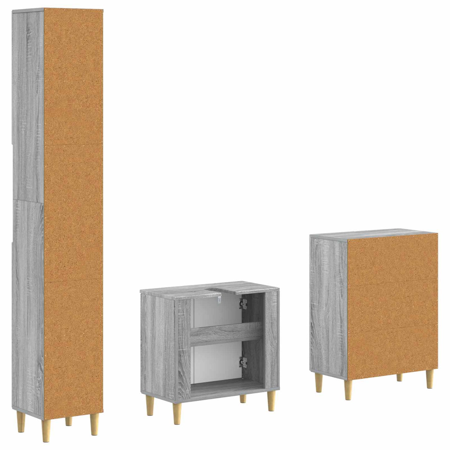 vidaXL 3 Piece Bathroom Cabinet Set ARNHEM Grey Sonoma Engineered Wood