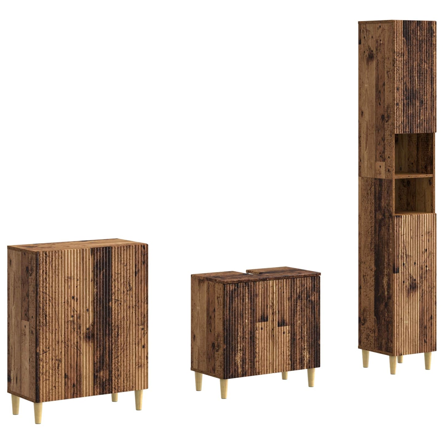 vidaXL 3 Piece Bathroom Cabinet Set ARNHEM Old Wood Engineered Wood