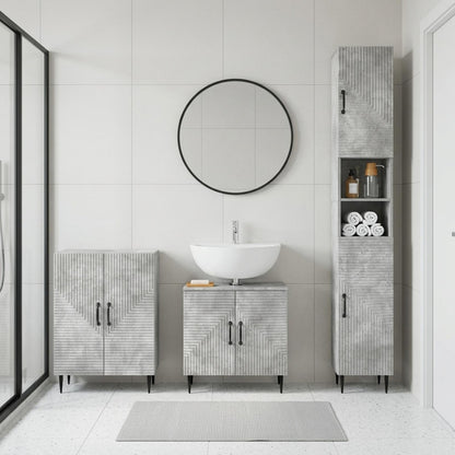 vidaXL 3 Piece Bathroom Cabinet Set HAARLEM Concrete Grey