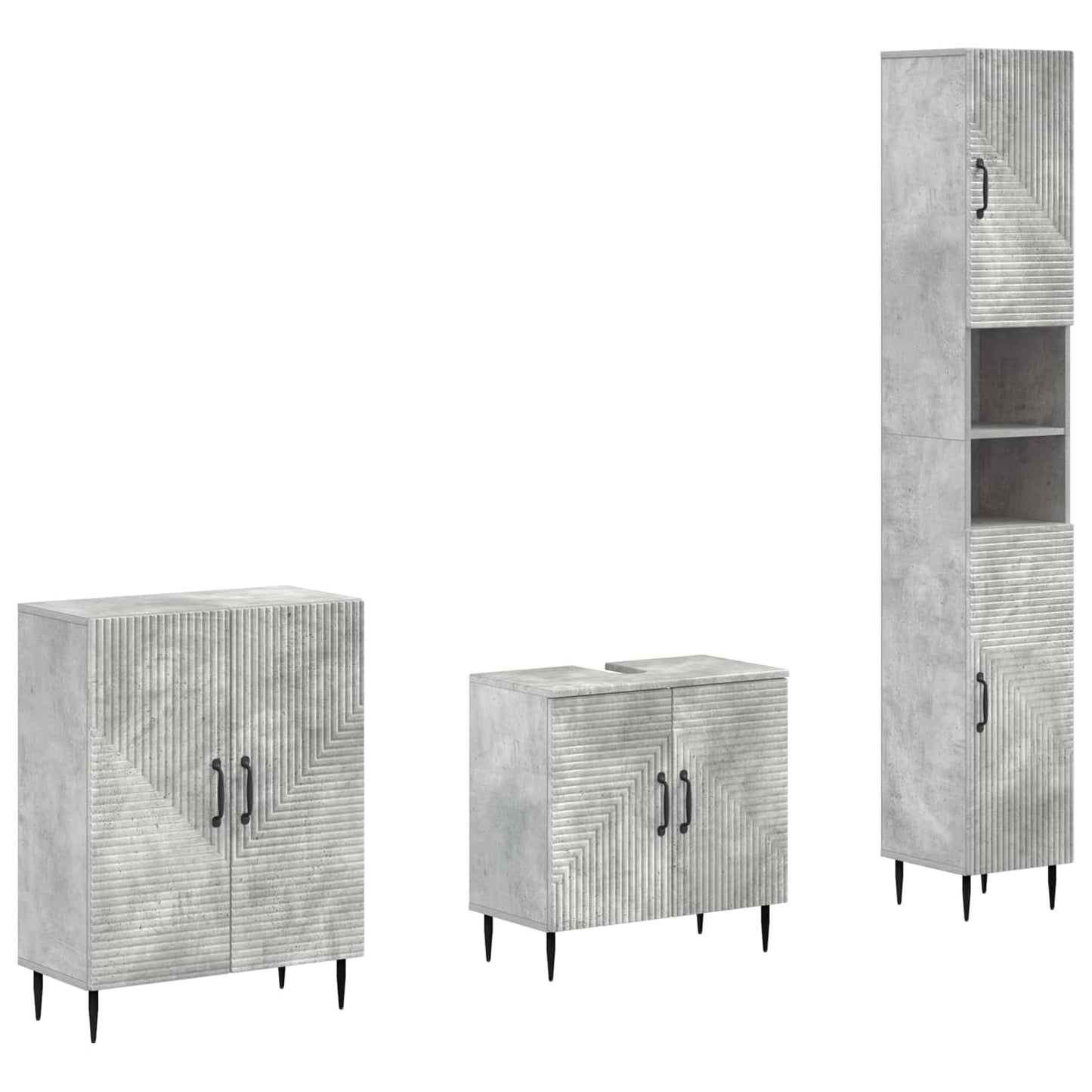 vidaXL 3 Piece Bathroom Cabinet Set HAARLEM Concrete Grey