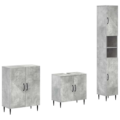 vidaXL 3 Piece Bathroom Cabinet Set HAARLEM Concrete Grey