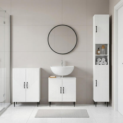 vidaXL 3 Piece Bathroom Cabinet Set HAARLEM High Gloss White