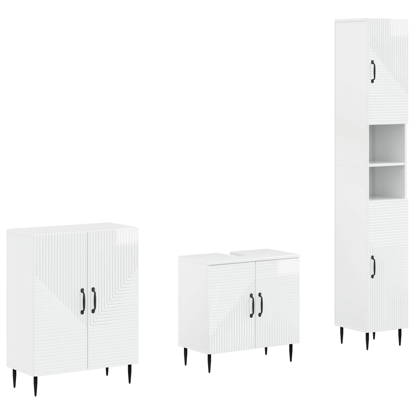 vidaXL 3 Piece Bathroom Cabinet Set HAARLEM High Gloss White