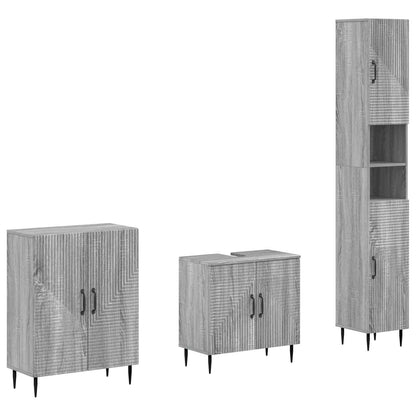 vidaXL 3 Piece Bathroom Cabinet Set HAARLEM Grey Sonoma