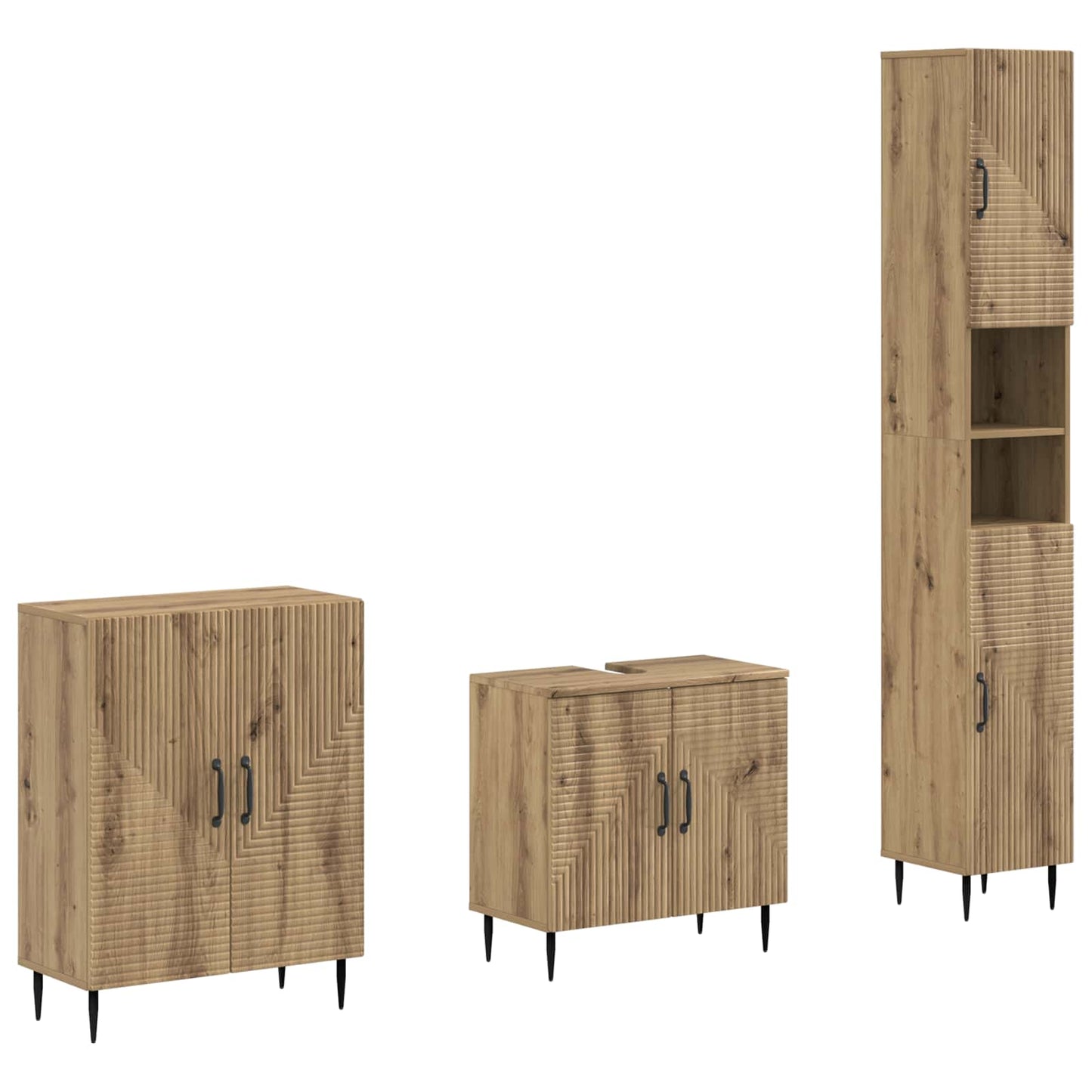 vidaXL 3 Piece Bathroom Cabinet Set HAARLEM Artisan Oak