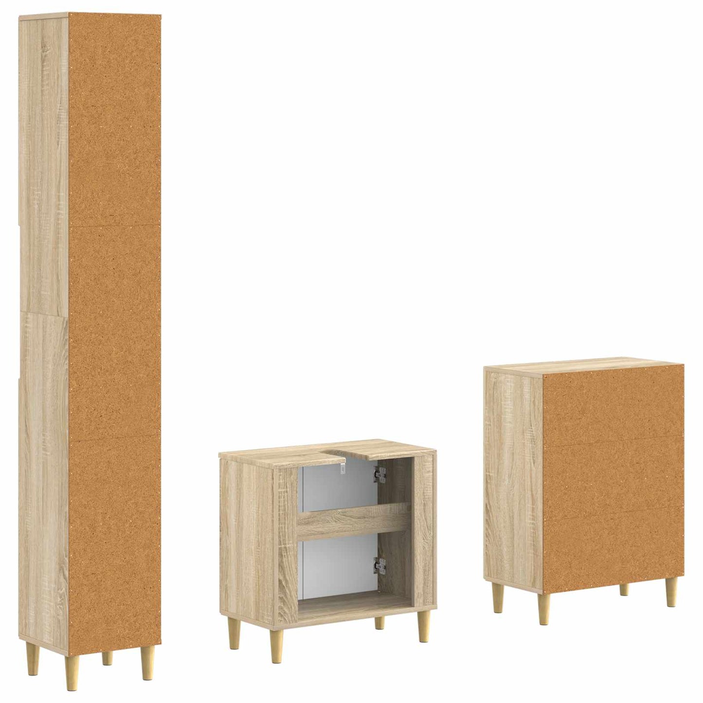 vidaXL 3 Piece Bathroom Cabinet Set DELFT Sonoma Oak Engineered Wood