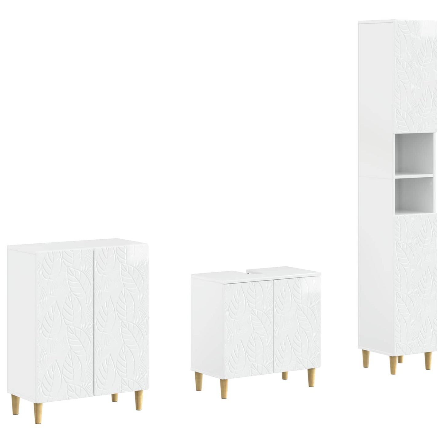 vidaXL 3 Piece Bathroom Cabinet Set DELFT High Gloss White