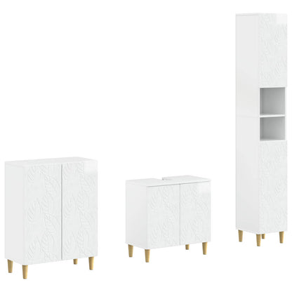 vidaXL 3 Piece Bathroom Cabinet Set DELFT High Gloss White