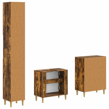 vidaXL 3 Piece Bathroom Cabinet Set DELFT Smoked Oak Engineered Wood