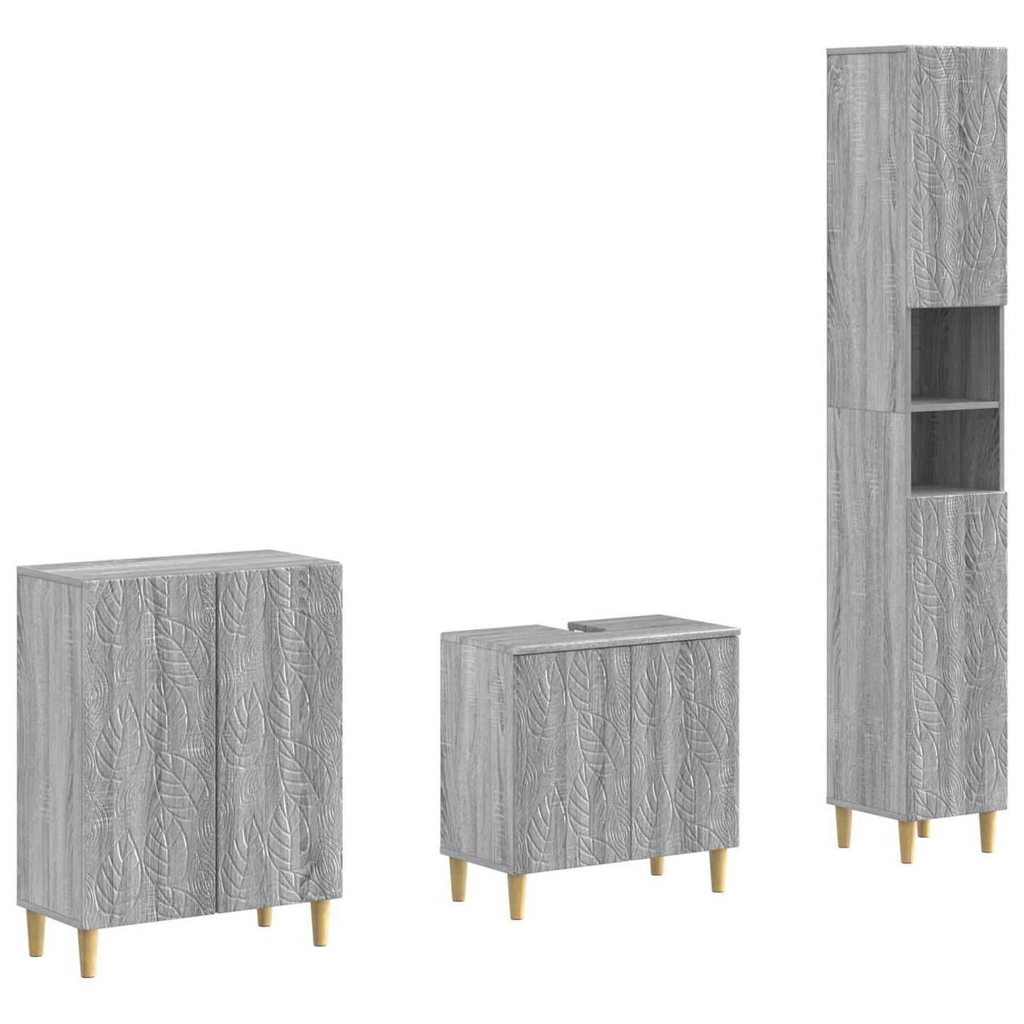 vidaXL 3 Piece Bathroom Cabinet Set DELFT Grey Sonoma Engineered Wood