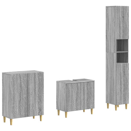 vidaXL 3 Piece Bathroom Cabinet Set DELFT Grey Sonoma Engineered Wood