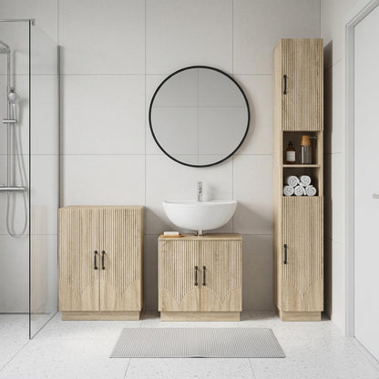 vidaXL 3 Piece Bathroom Cabinet Set HOORN Sonoma Oak Engineered Wood