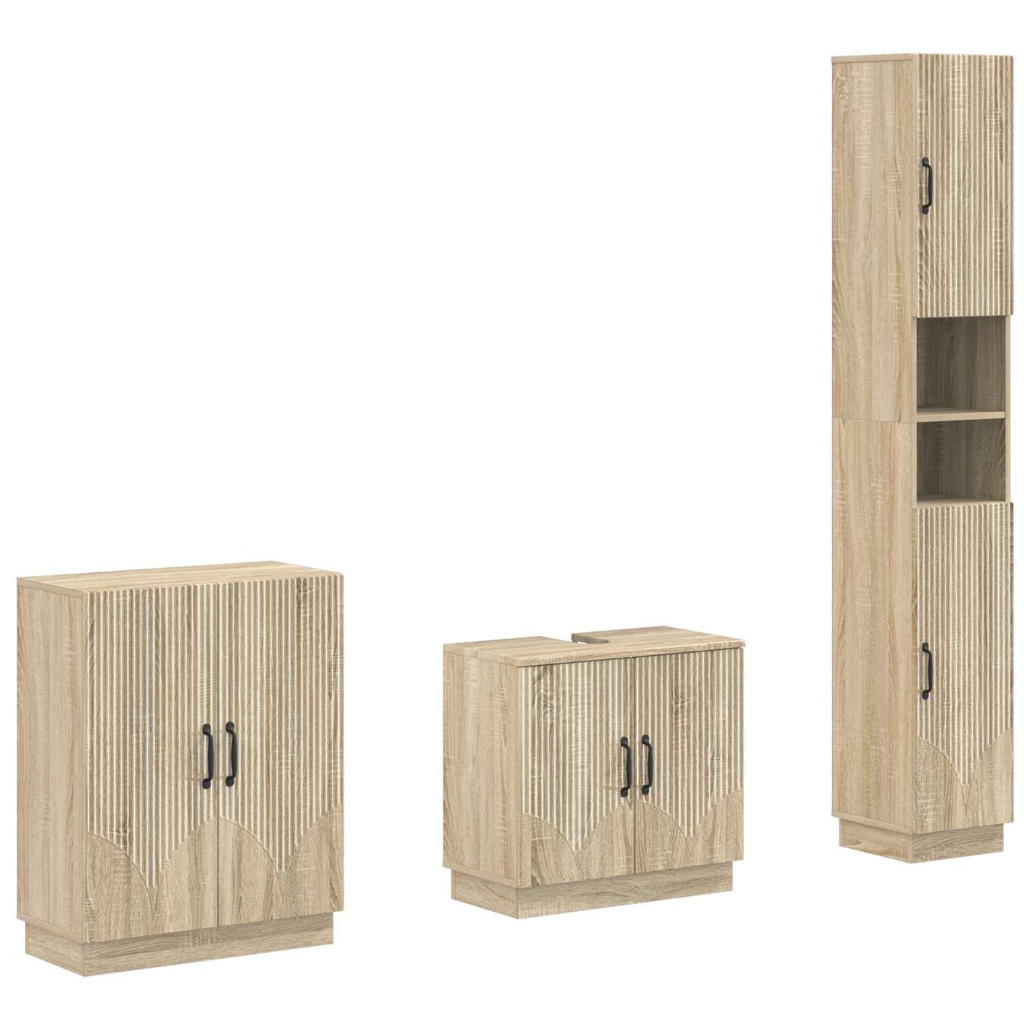 vidaXL 3 Piece Bathroom Cabinet Set HOORN Sonoma Oak Engineered Wood