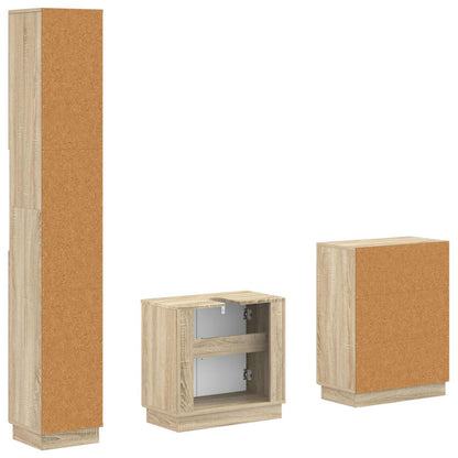 vidaXL 3 Piece Bathroom Cabinet Set HOORN Sonoma Oak Engineered Wood