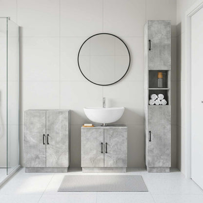 vidaXL 3 Piece Bathroom Cabinet Set HOORN Concrete Grey