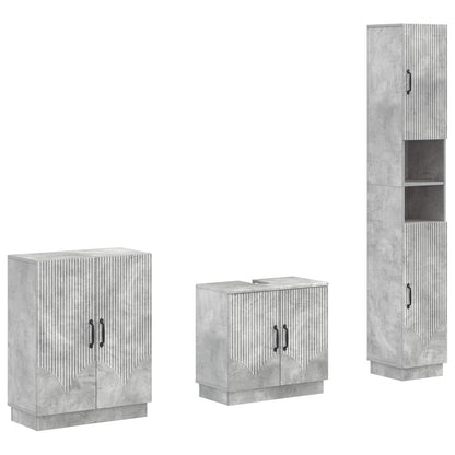 vidaXL 3 Piece Bathroom Cabinet Set HOORN Concrete Grey