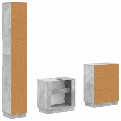 vidaXL 3 Piece Bathroom Cabinet Set HOORN Concrete Grey