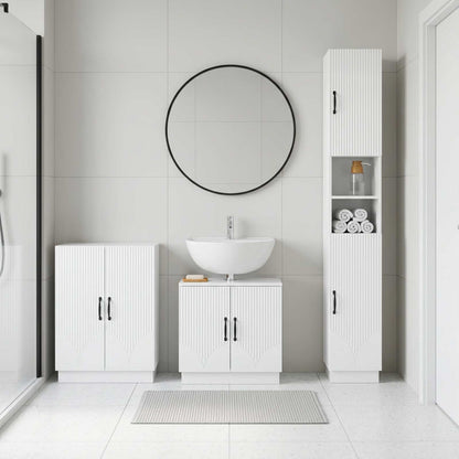 vidaXL 3 Piece Bathroom Cabinet Set HOORN High Gloss White
