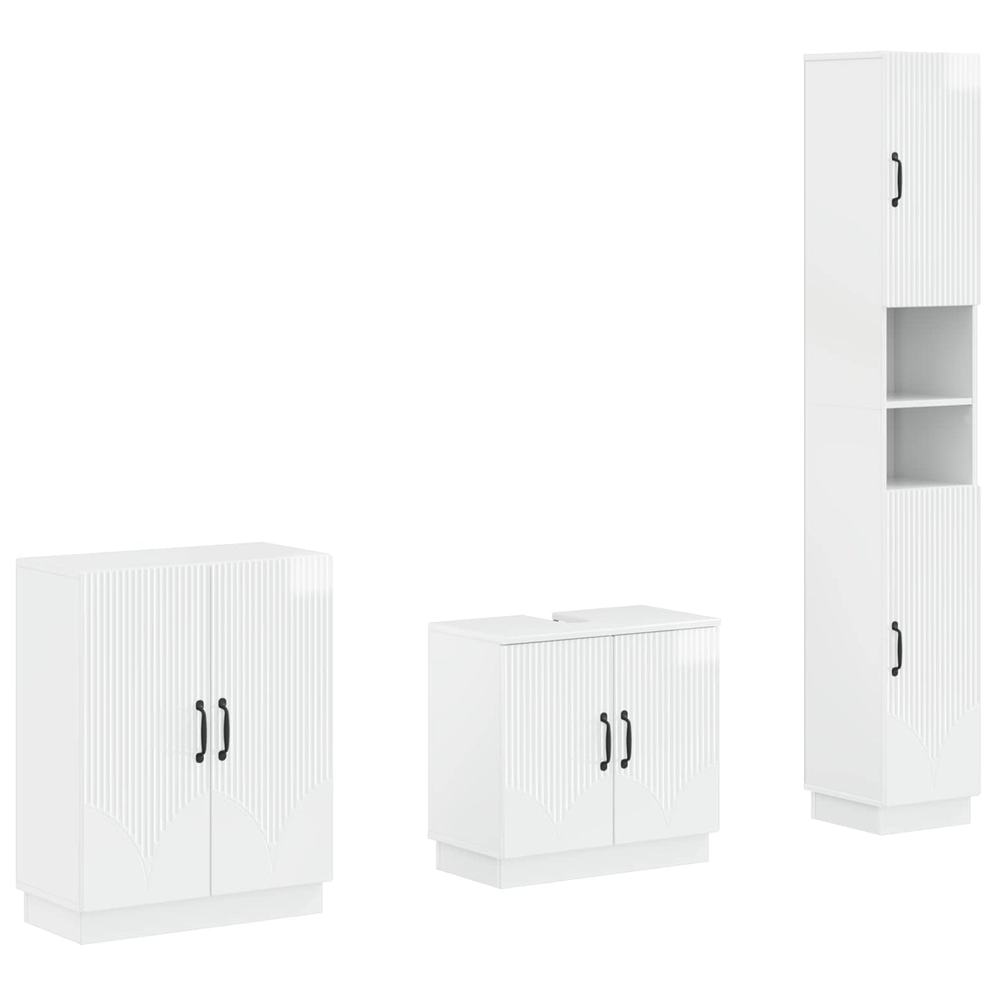 vidaXL 3 Piece Bathroom Cabinet Set HOORN High Gloss White