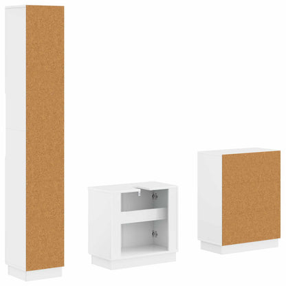 vidaXL 3 Piece Bathroom Cabinet Set HOORN High Gloss White