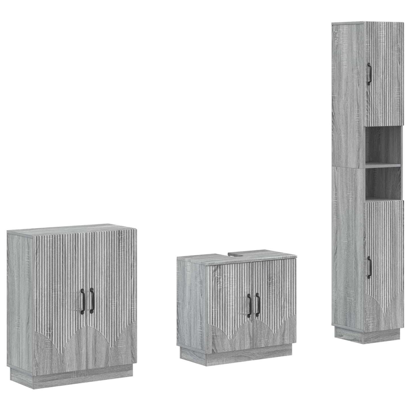 vidaXL 3 Piece Bathroom Cabinet Set HOORN Grey Sonoma Engineered Wood