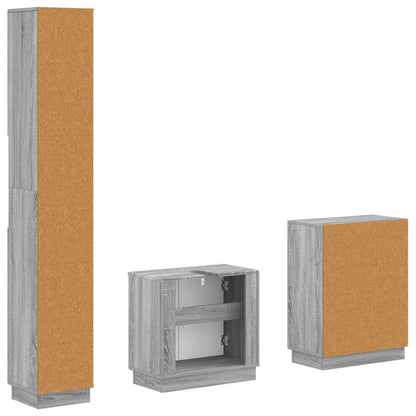 vidaXL 3 Piece Bathroom Cabinet Set HOORN Grey Sonoma Engineered Wood