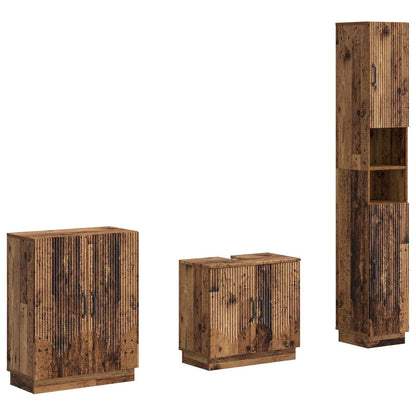 vidaXL 3 Piece Bathroom Cabinet Set HOORN Old Wood Engineered Wood