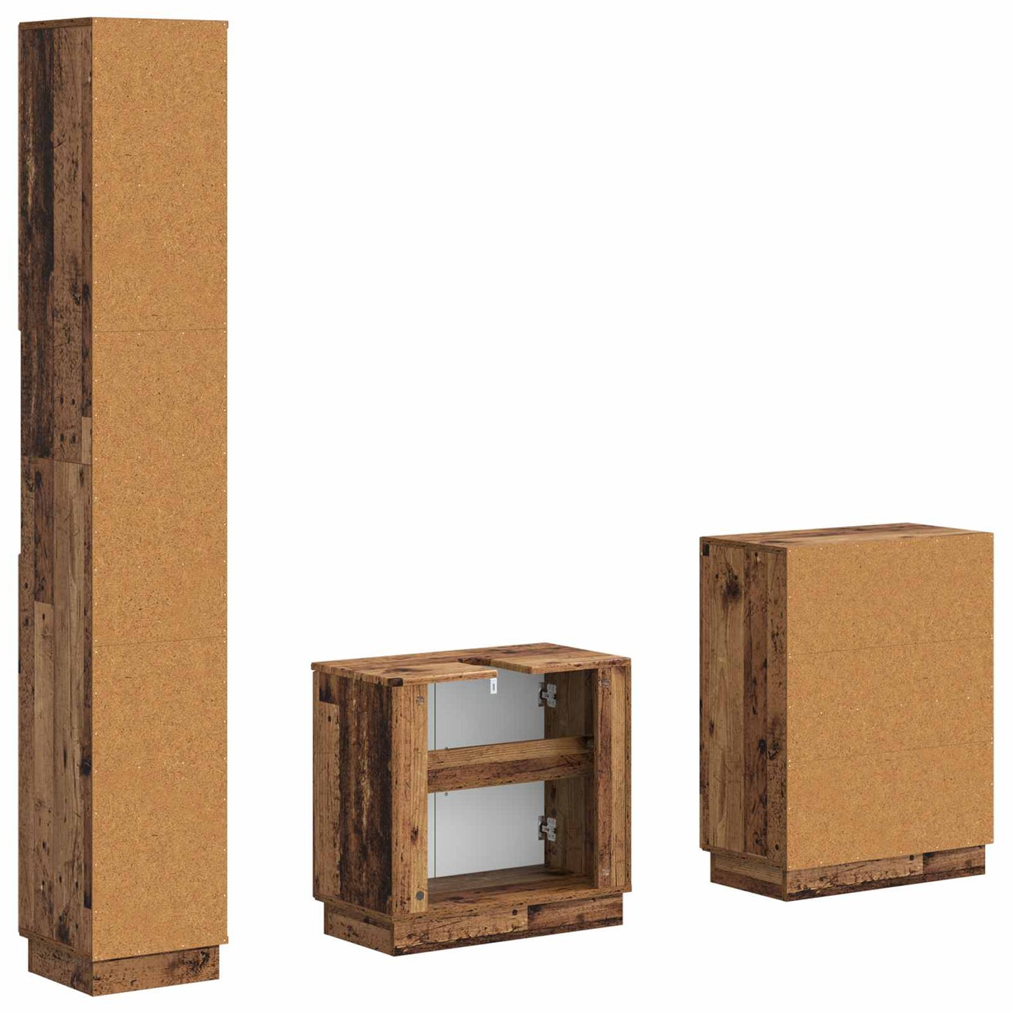 vidaXL 3 Piece Bathroom Cabinet Set HOORN Old Wood Engineered Wood