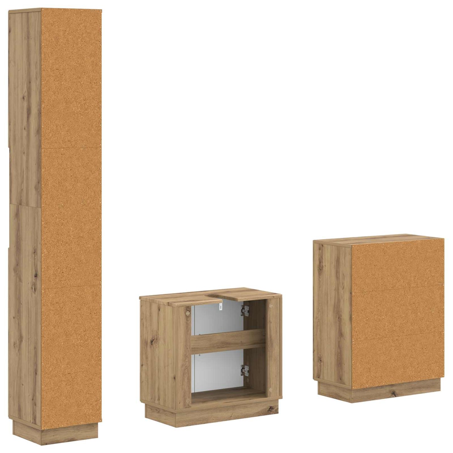 vidaXL 3 Piece Bathroom Cabinet Set HOORN Artisan Oak Engineered Wood