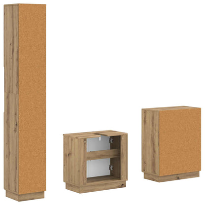 vidaXL 3 Piece Bathroom Cabinet Set HOORN Artisan Oak Engineered Wood