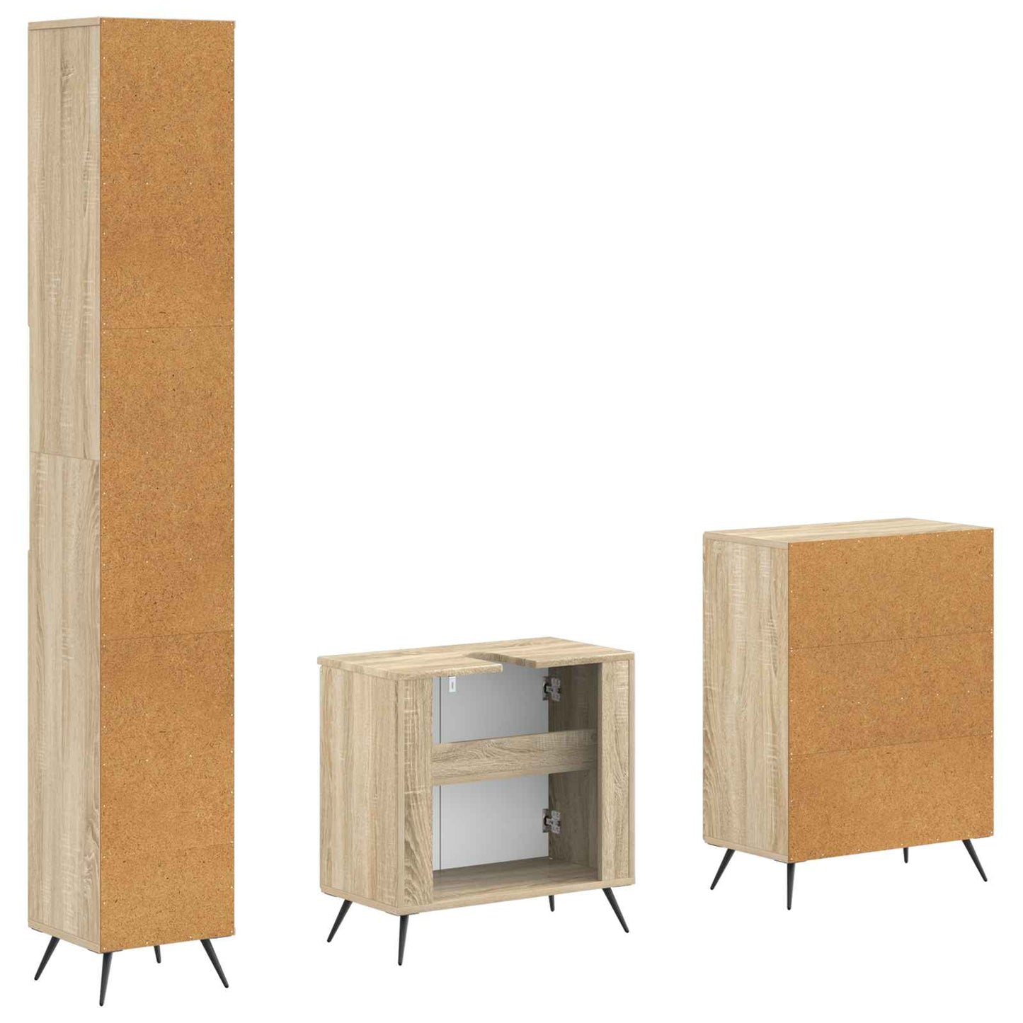 vidaXL 3 Piece Bathroom Cabinet Set BREDA Sonoma Oak Engineered Wood